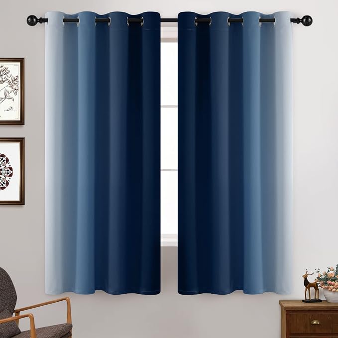 Yakamok Ombre Curtains Blue and Greyish White - Image 3