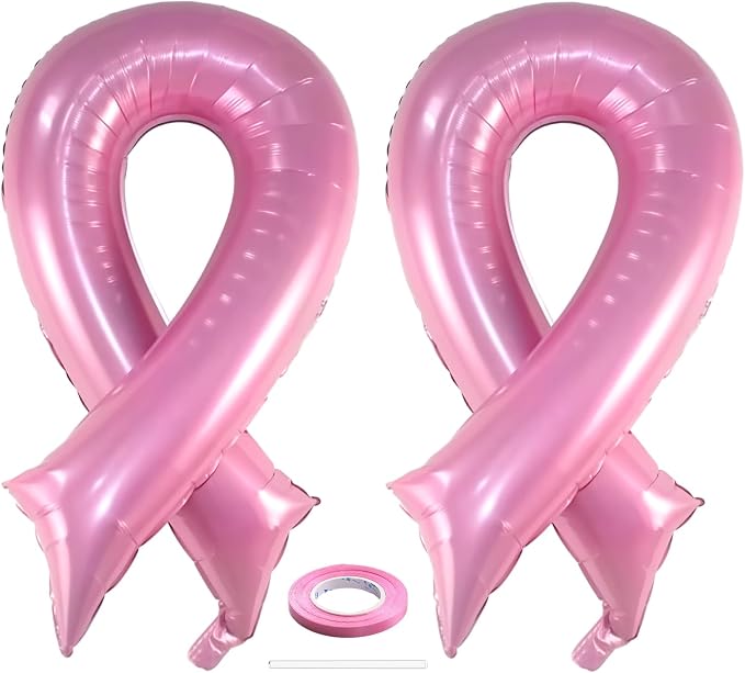 Pink Breast Cancer Awareness Ribbon Balloon Ribbon Shaped Foil Balloons | 42'' by BYNYTO