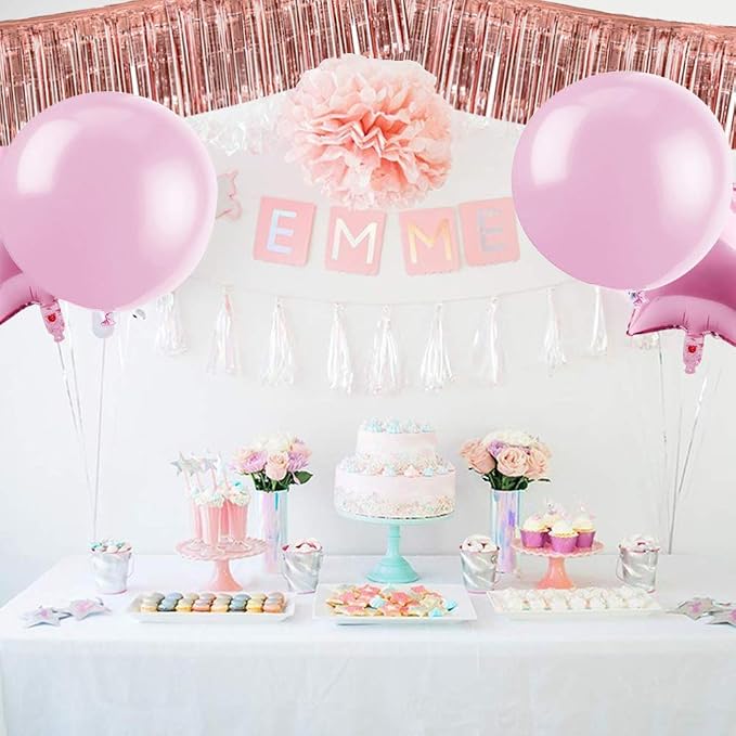 BEISHIDA Rose Gold Fringe Garland Banner 30ft Wall Tinsel Foil Streamers | 3Pack - Image 4