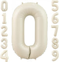 Cream 0 Balloon Number 40 Inch Cream White Number 0 Balloon Helium Mylar 0 by BBPOOL