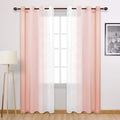 DWCN Blush Pink Faux Linen Ombre Sheer Curtains by DWCN