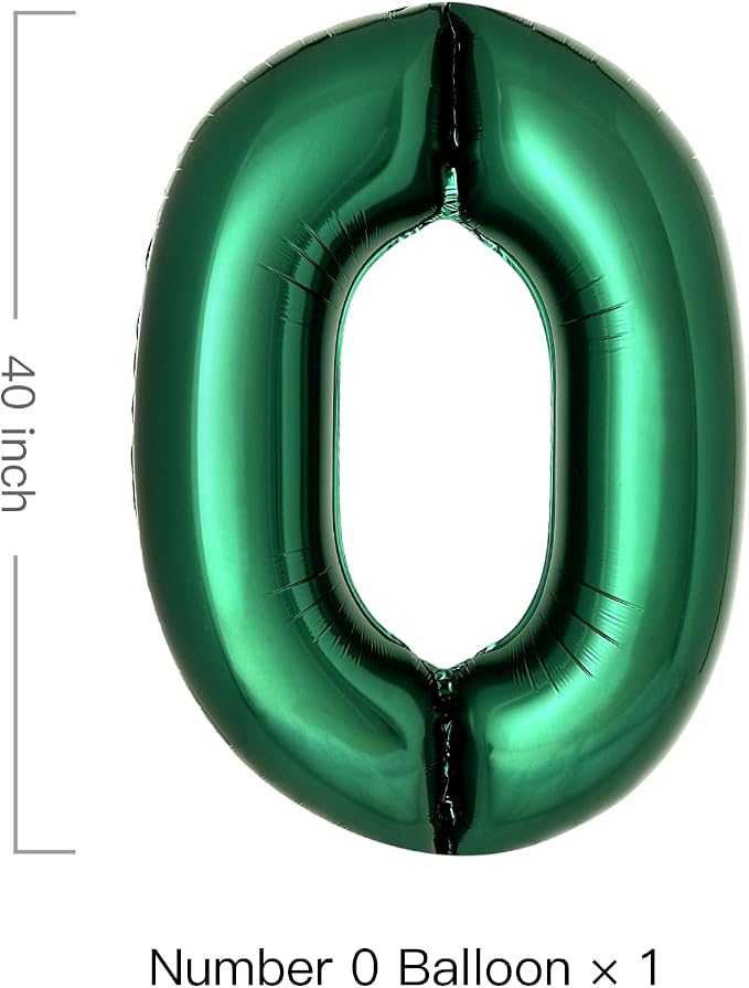Dark Green Number 0 Balloons Large Emerald Green Number Balloons 40 Inch Jungle - Image 2