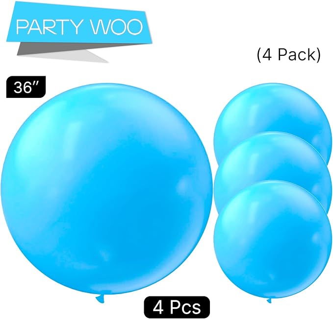 PartyWoo Light Blue Balloons 4pcs Baby Pastel Blue Color 36 Inch | Balloons - Image 3