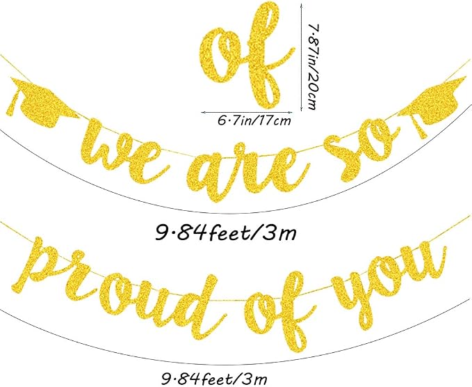 2026 Graduation Banners Party Decorations Gold Glitter Graduations Banners | - Image 5
