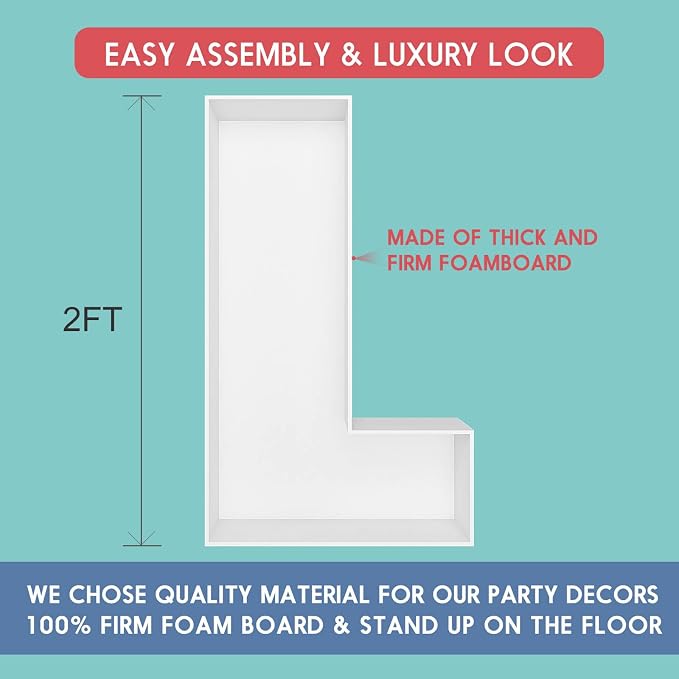 2FT Letter L Mosaic Balloon Frame Letter DIY Fillable Letters Kit - Image 2