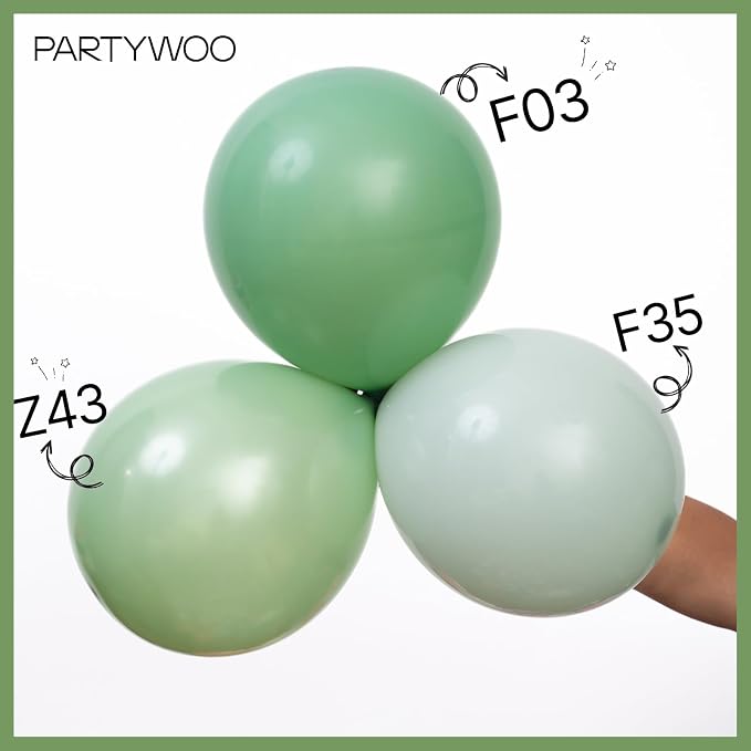 PartyWoo Sage Green Balloons 140pcs Olive Eucalyptus Dusty Green Boho Color | - Image 4