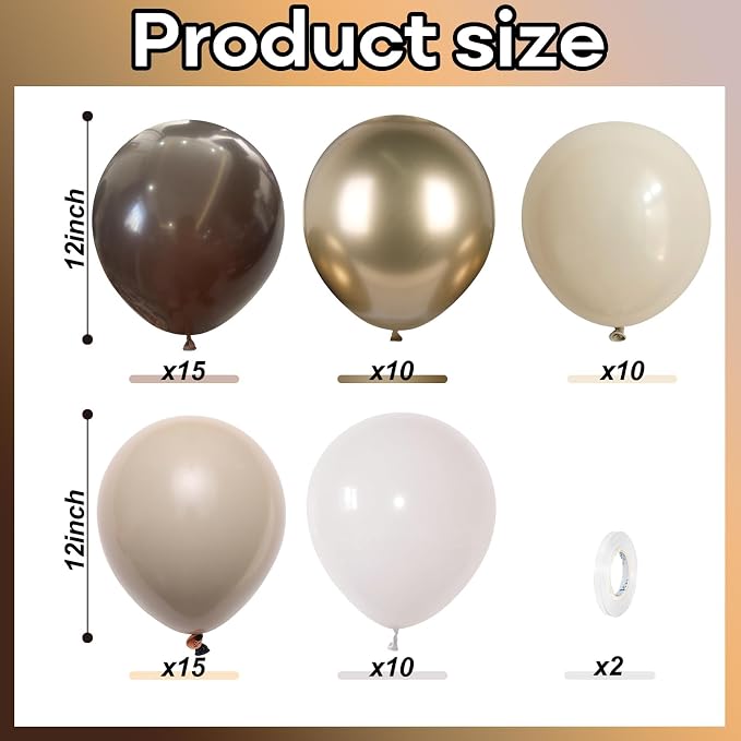 Brown Cream Neutral Balloons, 12 Inch 60PCS Retro Brown Khaki Beige Sand White - Image 2