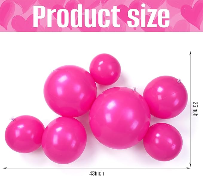1 Set Reusable Inflatable Balloon Garland Arch Kit, Rose Pink | 7 Pcs Linked - Image 2
