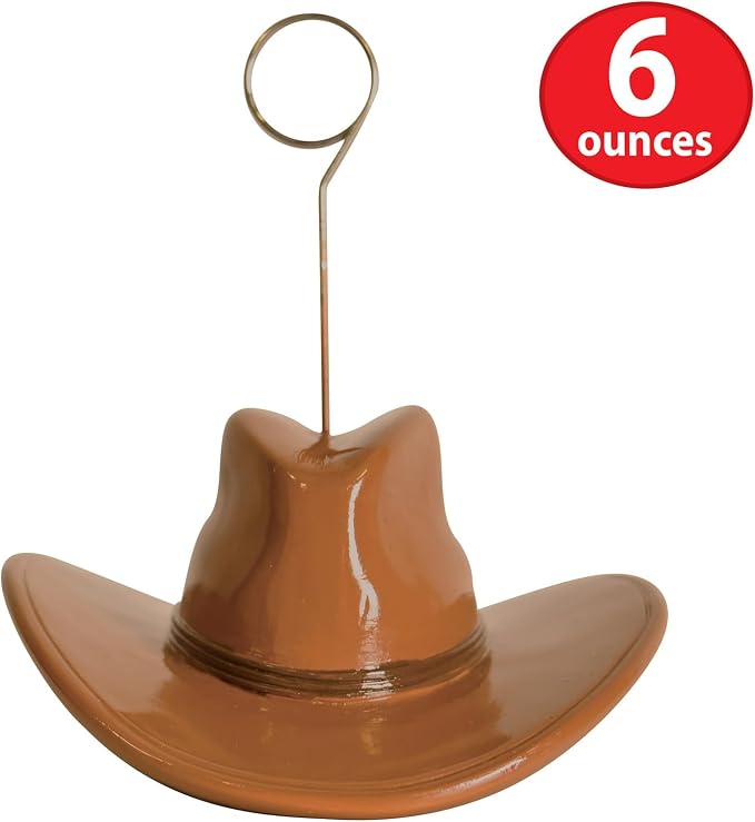Beistle Cowboy Hat Photo Balloon Holders, Rustic Brown Western Party Decoration - Image 3