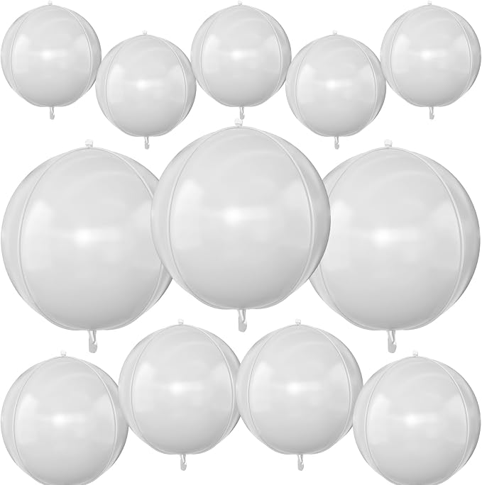 12Pcs Matte White Round Foil Balloons by vibzox