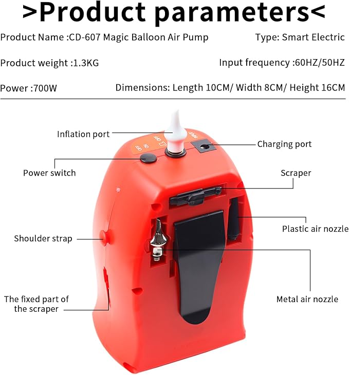 Portable Rechargeable Balloon Pump, Electric Long Balloon Inflator - Image 5