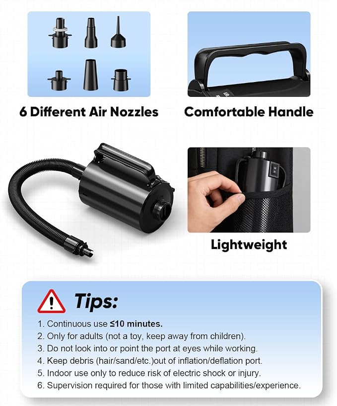 Electric Air Pump with Hose for Inflatables, High Power Inflator Deflator Blow - Image 8