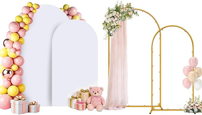 Arch Backdrop Stand and Cover Set of 2 Wedding Metal Arch Stand by Chesjin