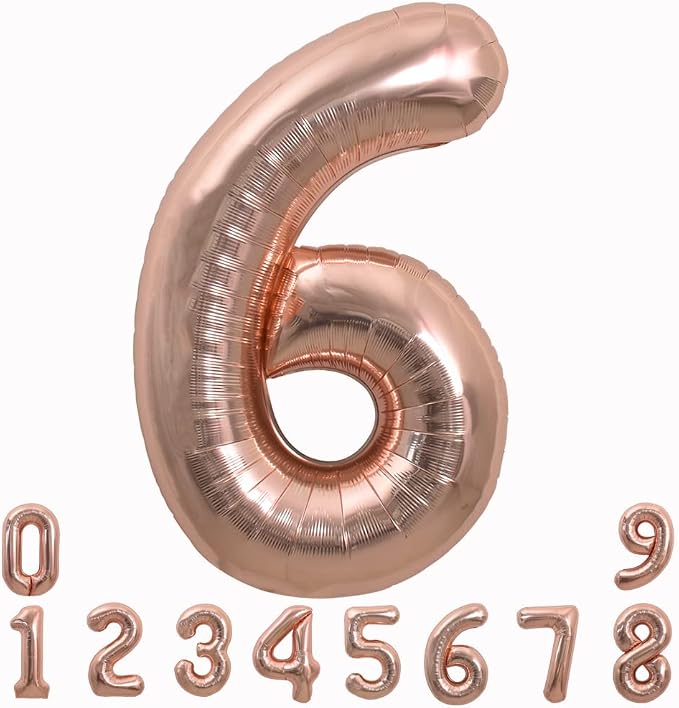 TONIFUL 40 Inch Rose Gold Large Numbers Balloons 0-9, Number 6 Digital 6 Helium by TONIFUL
