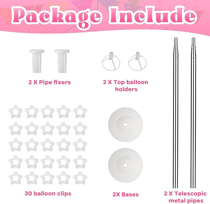 Voircoloria Balloon Stand Kit Set of 2, 7FT Adjustable Height Balloon Column Kit - Image 2