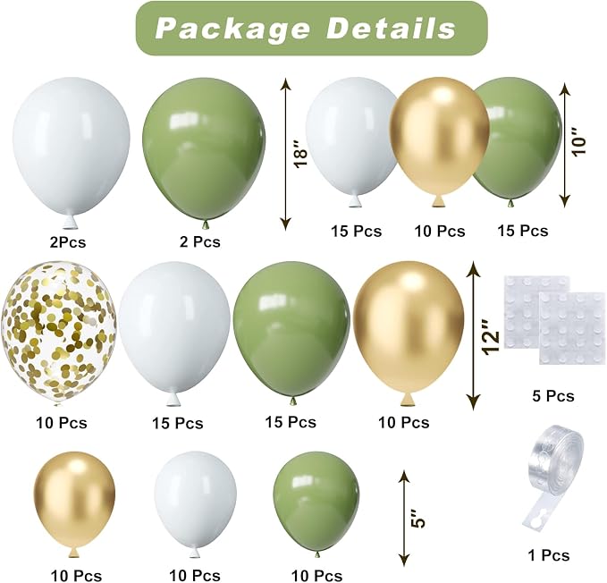 Sage Green Balloons Arch Kit - Image 2