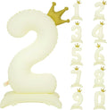 Standing White Crown Number 2 Balloon 40In Retro White Crown 2 Balloon | by YOIOZAIZAI