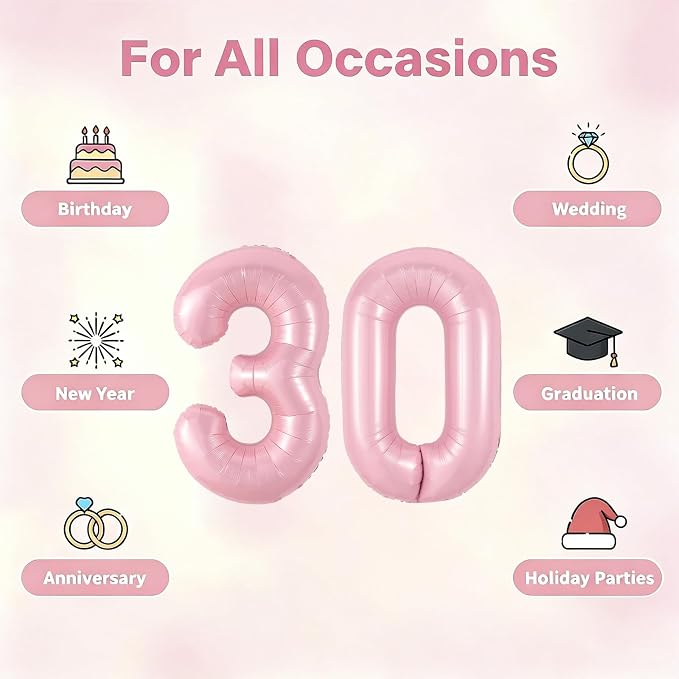 Number Balloons Pink Party Balloon - Image 5