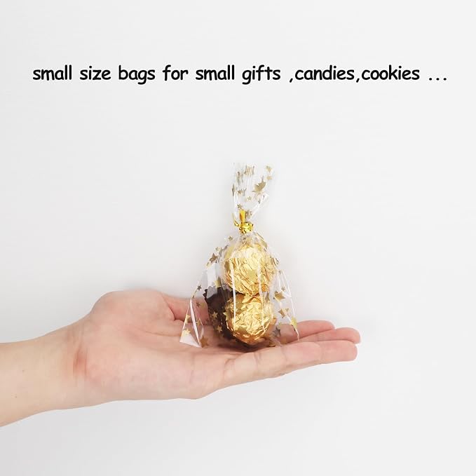 100 Pcs Star Printed 3"X 5"（7.5X12.7cm) Gift Wrap Cello Cellophane Treat Bags - Image 3