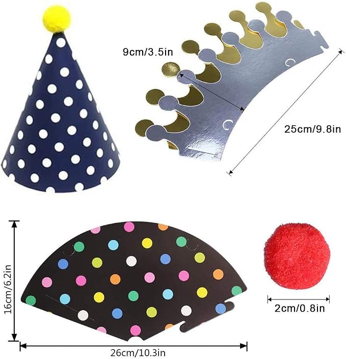 ELakiss 11PCS Birthday Party Cone Hats - Image 3