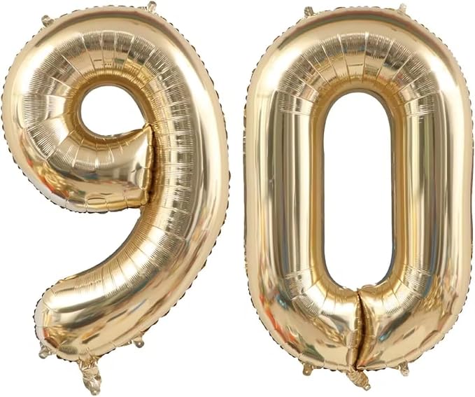 Light Gold 90 Balloon Numbers, 40 Inch Large 90th Birthday Balloons, Helium by Unknown