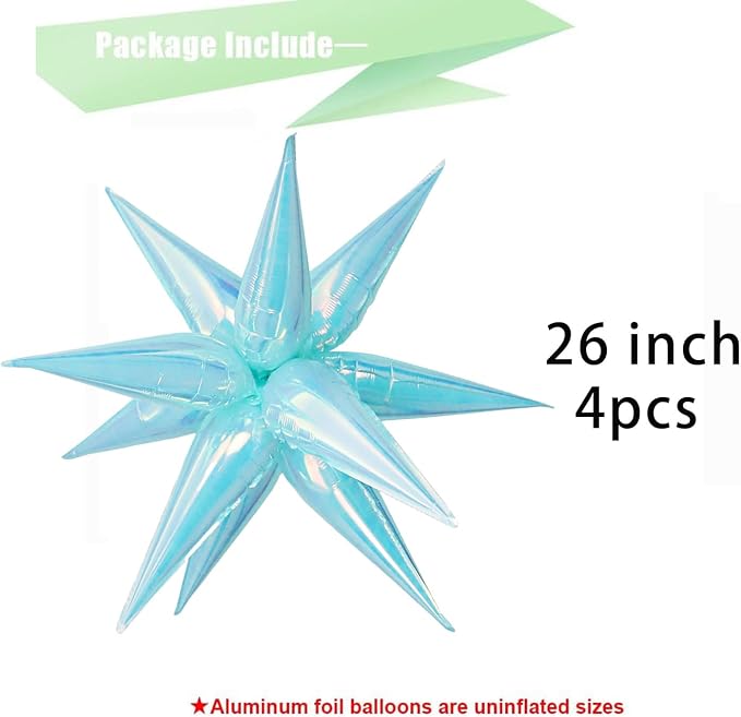 50pcs Iridescent Blue 26' Water Drop Foil Cone Mylar Balloons Holographic Blue - Image 2