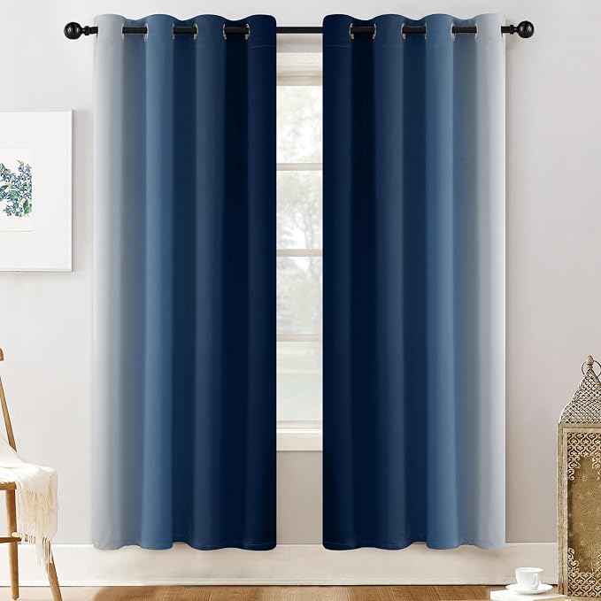 Yakamok Ombre Curtains Blue and Greyish White - Image 2