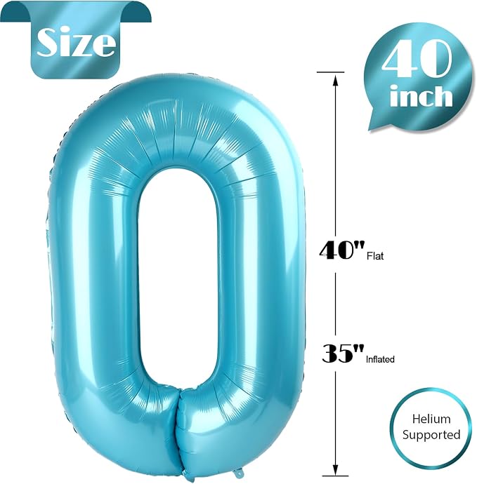 Pearl Blue Number 0 Balloon 40 Inch - Image 5