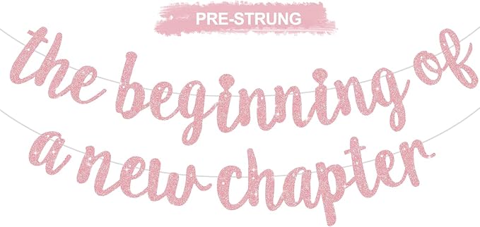 BEISHIDA Dark Pink Pre-Strung Glitter The Beginning of A New Chapter Banner | by Beishida