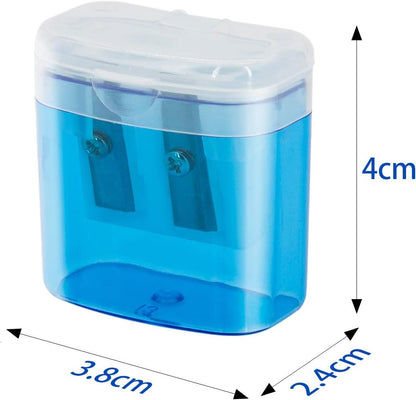 KIDMEN 12 PCS 2 Holes Small Manual Pencil Sharpener with Lid,for Kids,School