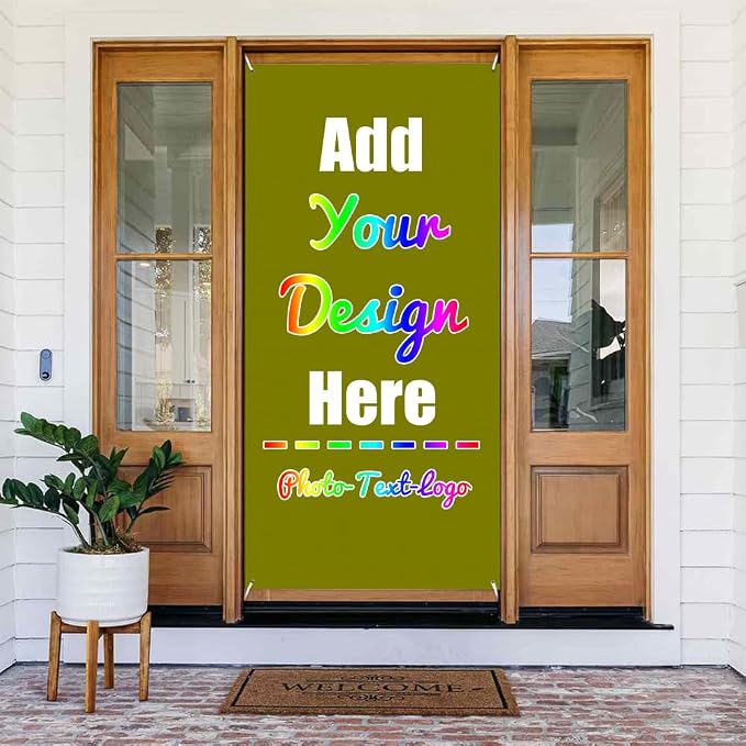 Personalized Door Cover, Olive | Decorations Banners and Signs, Photo Text Logo by ZOLRITH