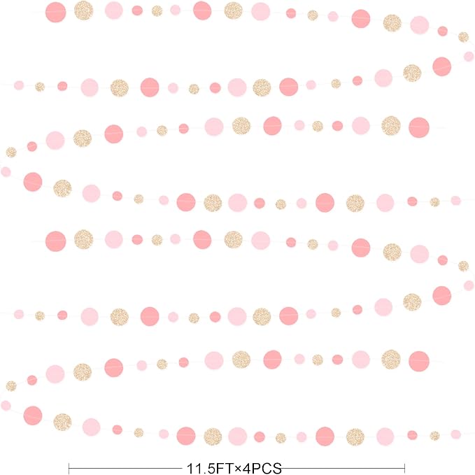 Champagne Gold Rose Pink Polka Dot Garland Champagne Dusty Pink Circle Dot - Image 2