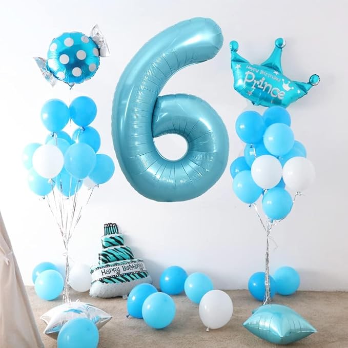 Pearl Blue Number 6 Balloon 40 Inch - Image 2