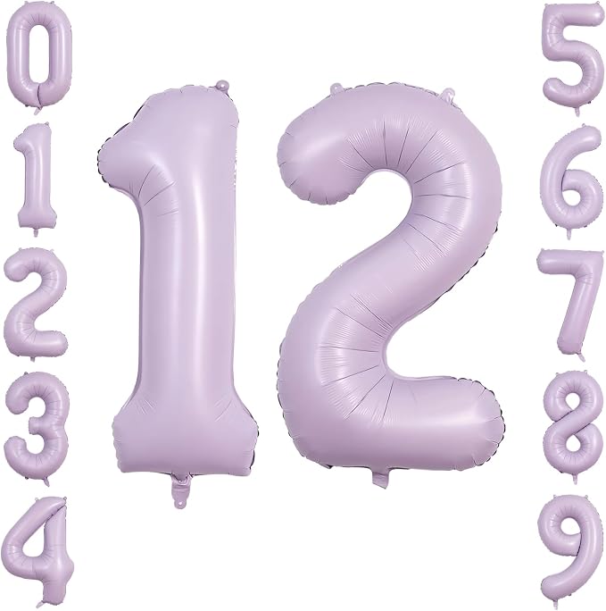 40" Pastel Purple Foil Number 12 Balloon by TNCDJKPA