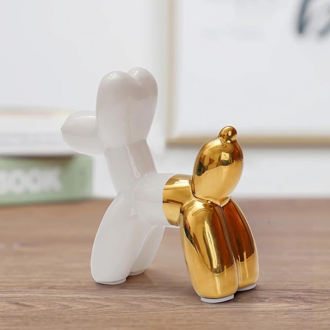 Notakia Cute Ceramics Balloon Dog Statue Crafts Living Room Desktop Decorations - Image 3