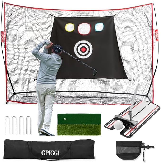 Golf Hitting Net with Putting Mirror - 10×7ft Heavy Duty Golf Practice Net for Indoor & Outdoor Use, Easy to Assemble