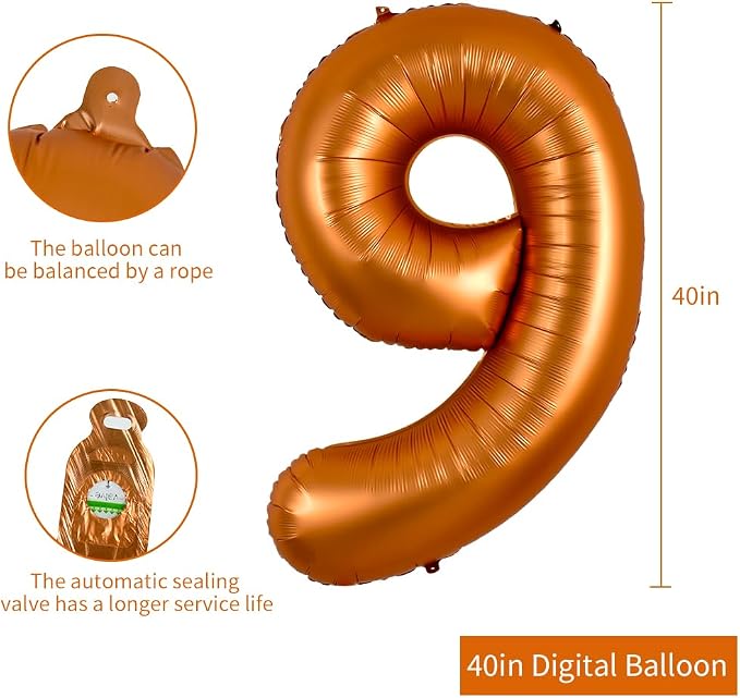 TONIFUL 40 Inch Orange Large Numbers Balloon 0-9 Birthday Party Decorations - Image 2
