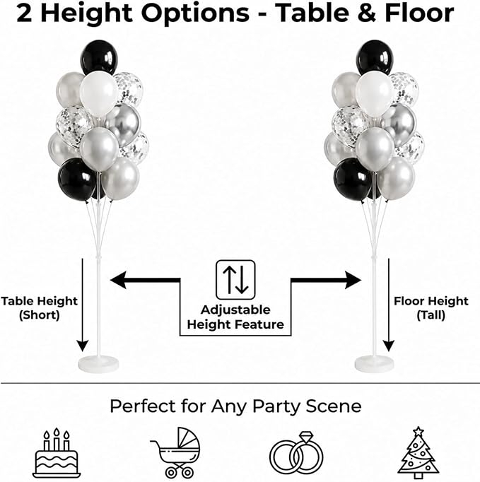 Balloon Column Stand Kit, 2 Sets of Assorted Rainbow Balloon Tower Pillar - Image 3