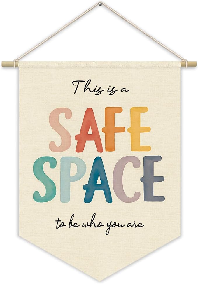 Safe Space Wall Hanging Banner, Therapy Office Wall Decor, Classroom Office by Unknown