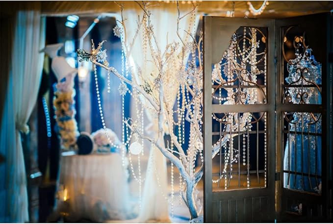 33FT Clear Crystal Glass Garland Strands,Hanging Chandelier Bead Chain,Hanging Ornament String Decorations for Centerpiece,Christmas Tree,Wedding, Party,Celebration