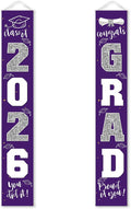 Graduation Decorations 2026 Banner Porch Sign Purple Silver by ATFUNSHOP
