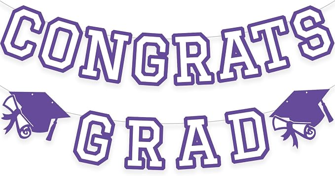 Congrats Grad Banner Graduation Party Banner Decoration Hanging Garland High by Unknown