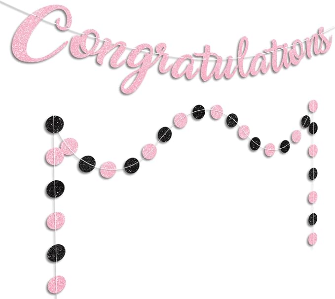 Pink Congratulations Banner Sign Prestrung Congrats Banner Garland - Image 7