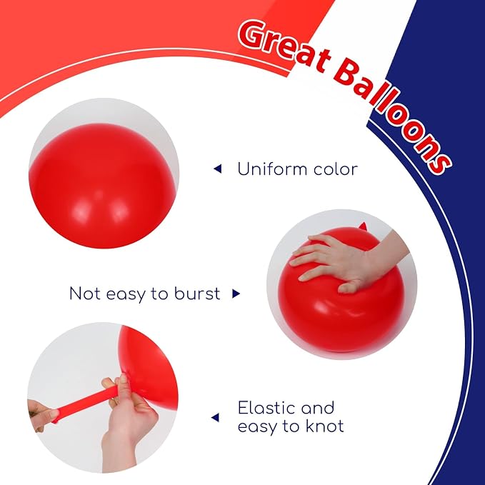 60pcs Red White and Blue Balloons 12inch - Image 3