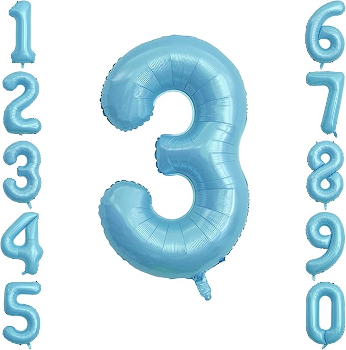 Pearlescent Blue Number 3 Balloon 40 Inch, PastelFoil by Unknown