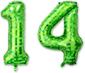 40 Inch Lime Green Pixel Number 14 Balloon, 14th Gaming Birthday Decor | Giant by Unknown