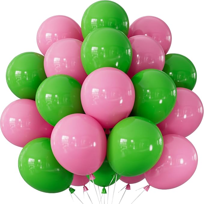 Pink and Green Balloons, Dark Pink Balloons by Adeyoo