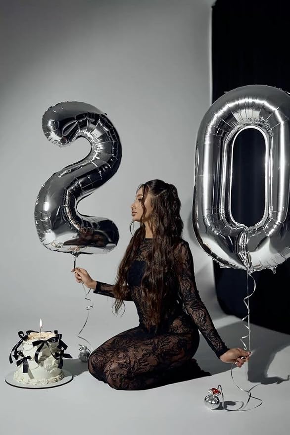 Large Number Balloons 40 Inch Silver 10 Balloon - Image 3