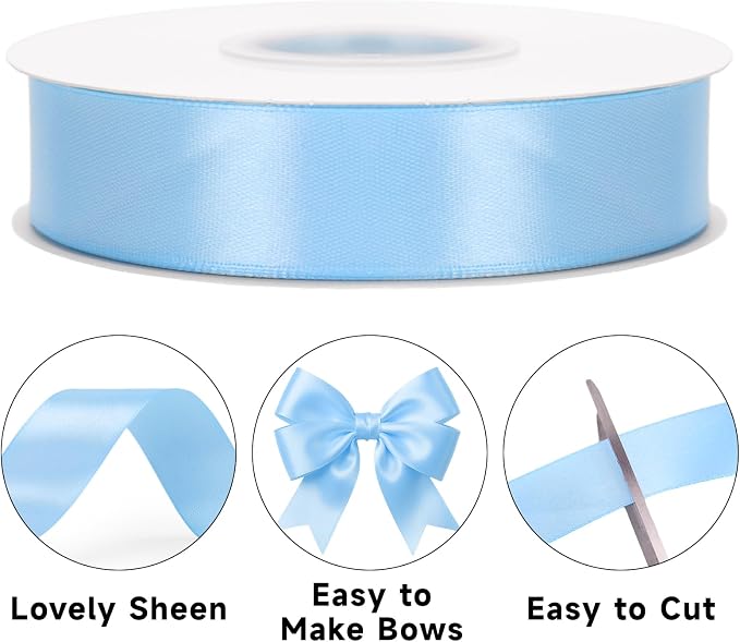 KINGLAKE Light Blue Satin Ribbon - Image 3