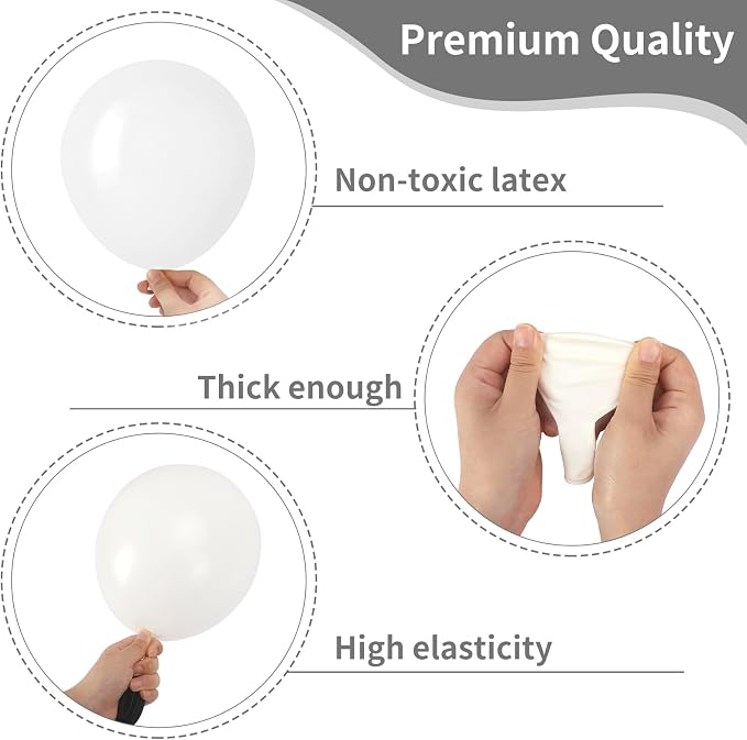 RUBFAC White Balloons Different Sizes 105pcs 5/10/12/18 Inch - Image 3